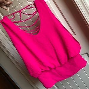 CY Strappy Tank Top Blouse Pink